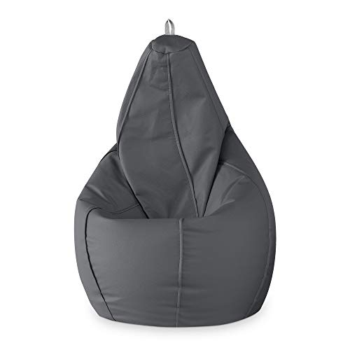 Hand Fotos Puff de Pera, Piél, Gris, XL (130x80x80 cm)