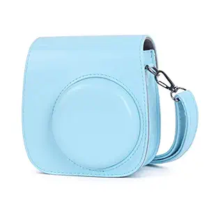 Phetium Instant Camera Case Compatible with Fujifilm Instax Mini 11,PU Leather Bag with Pocket and Adjustable Shoulder Strap (Sky Blue)