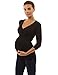 PattyBoutik Mama V Neck Crossover Empire Waist Ruched Maternity Nursing Tunic Knit Top (Black 16)