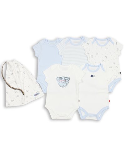 The Essential One - Blue 5 pack Baby Boy Vests / Bodies-Newborn ESS92