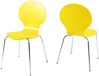 Quality Wood Homestreet Marcus Dining Chairs x 4 In Choice Of Colour - Stackable Designer Furniture (Yellow)