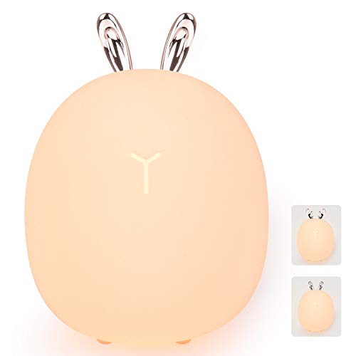 Preisvergleich Produktbild Nachtlicht für Kinder, DAREN&KIWI Wiederaufladbar Nachttischlampe Soft Silikon Kaninchen Atmung Nachtlicht mit Warmweiß / Cool White Farbe & Einstellbare Helligkeit für Baby Nursery, Schlafzimmer