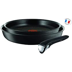 Tefal L6509205 Ingenio Expertise Set De 2 Poêles Et Une Poignée Aluminium Noir 24/28 cm Tous Feux Dont Induction