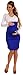 Happy Mama Women's Maternity Bodycon Ruched Dress Fits Bigger Busts Ladies 885p (White / Royal Blue, 12)