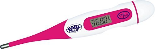BabyMad Basal Thermometer (HOT PINK) Body Temperature Ovulation Test Thermometer (Centigrade) Flexible Tip + BBT Fertility Chart by BabyMad