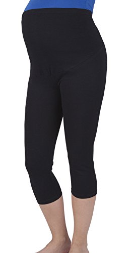 Comfortable maternity cropped 3/4 leggings with panel 3004 (M, Black)