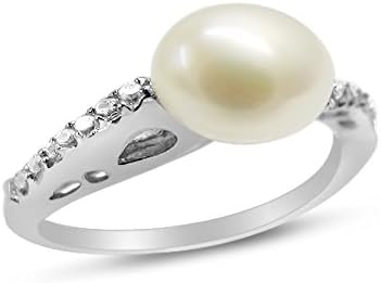 Velin, ladies ring R5231, 925 sterling silver, freshwater bottom pearl, AAA quality 14 cubic zirconia stones, shines like diamonds