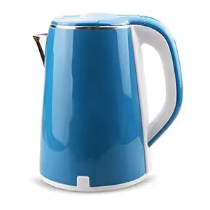 EVK Premium BLUE Electric Kettle Extra Large | 2.5L Double Wall 100% Stainless Steel BPA-Free | 1500 Watt Fast Boiling Dry-Boil & Overheating Protection