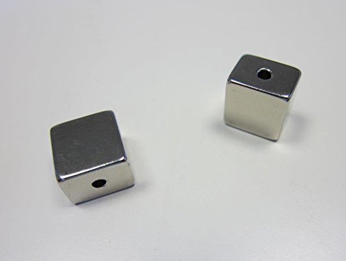 Supa-Mag13.20 X 12.70 X9.30 thick Grade N42 Neodymium Block Motor Magnet with 8BA Clearance Hole - Pk of 4 Color: Bright Nickel (Silver)