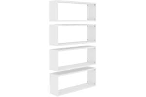 vidaXL 4X Estantes Cubo de Pared Estantería Colgante CD Libros Coleccionables Fotos Adornos Decoración Librerías Contrachapada Blanco 60x15x23cm