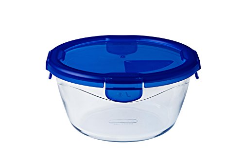 examen COOK & GO 8019919 Boîte rond de cuisson/conservation avec Couvercle/Etanche/4 Rabats Verre Transparent 15 cm 0,7 L
