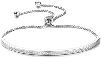 RedFly Half Bar Cubic Zirconia Diamond Paved 18ct Rose Gold Plated Adjustable Women Bracelet Fashion Jewelry