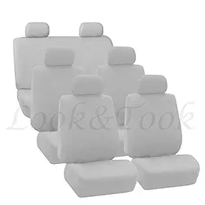 Look&Took Pure Cotton Front and Back Towel Seat Cover for Renault Triber RXZ AMT (White)