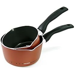 Alluflon Zecchino Casserole à Lait Antiadhérente avec Bec Verseur, Diamètre 16 cm, 1 Manche, Aluminium, Orange