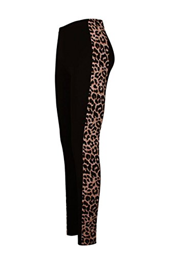 New Womens Ladies Leopard Print Side Panel Stretch Full Length Leggings. UK 8 To 23