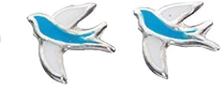 Unique Wishlist Sterling Silver Blue Bird Stud Earrings *bas/A875