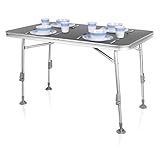 Dank der einzeln verstellbaren Tischbeine und Füße für jeden Untergrund geeignet