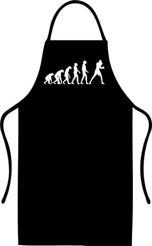 Evolution of Boxing Black workwear Apron Boxer kitchen Cooking Bib | Full Length Summer BBQ Chef Apron