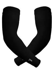 PinKit Arm Sleeves Gloves,Gym Gloves,Sports Gloves For Sun burn SKIN TAN Protection SPF proof UV block (BLACK) - 1 Pair