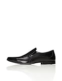 Leichte Gummisohle find. Loafer Herren aus Glattleder, mit dekorativen Nähten, Schwarz (Black), 44 EU