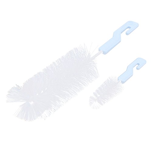 sourcingmap Milk Bottle Nipple Nozzle Tube Teat Cleaning Brush 2 in 1 Sky Blue