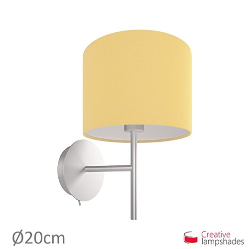 Lampenschirm Zylinder Hellgelb Leinwand – Durchmesser 35cm – H. 22cm, E27 Für Stand Pendelleuchten, Ja - 4