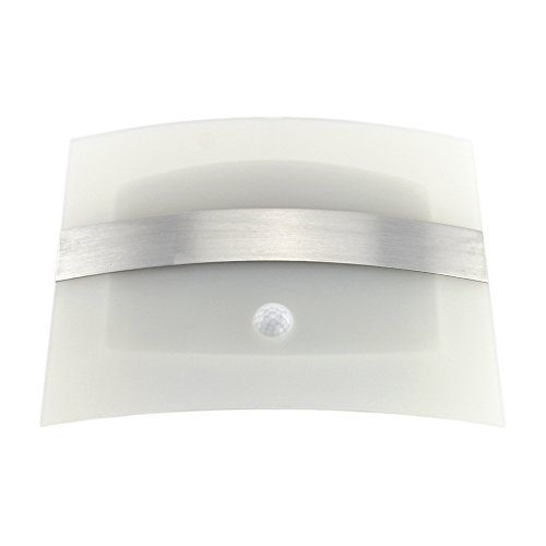 Aluminio cepillado Samyo ahorro de energía Luz-funcionada Sensor de movimiento activado LED aplique de pared pasillo Luz de la noche con pilas (blanco cálido) 1 pieza