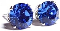 Sterling silver unisex studs earrings 2 carat swarovski crystal - blue sapphire by TARGARIAN