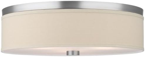 Forecast Lighting F1319-36U Embarcadero Two-Light Energy Efficient Flushmount with Vanilla Fabric Shades and Etched White Glass, Satin Nickel by Forecast Lighting