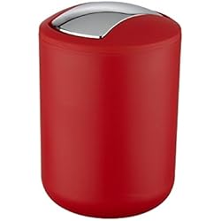 WENKO 21216100 Poubelle à Couvercle Oscillant Brasil S, Capacité 2 L, Incassable, TPE, Ø 14 x 21 cm, Rouge