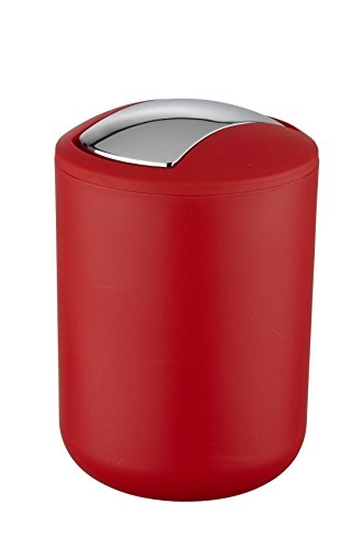 WENKO 21216100 Poubelle à Couvercle Oscillant Brasil S, Capacité 2 L, Incassable, TPE, Ø 14 x 21 cm, Rouge
