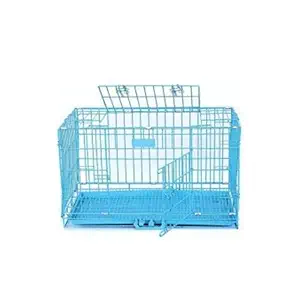 Lovely PET'S Kingdom-Double Door Folding Metal cage with Removable Tray and paw Protector for Dogs,Cats and Rabbits 36 inch (Blue) E