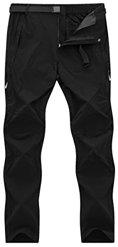 KOUDYEN Pantalones para Hombre Pantalones de Senderismo Secado Rápido Transpirables Pantalon Montaña,KZM9917-Black-XXL