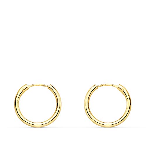Aros oro amarillo 18k Morgana 14mm - Pendientes de mujer/niña/joven