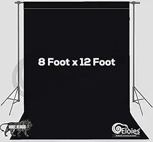 Eloies Professional (Heavy Duty Thick Lekra Polyester Fabric) Black Backdrop for Photography Video Making Photoshoot Background for Photography Recording Photo, Photoshoot (8 Feet x 12 Feet.)