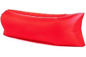 MOUNTEPS Lazy Outdoor Aufblasbares Sofa Luftbett Liege, Schnell Aufblasbar, Wasserdicht & Langlebig, Tragbarer Camping Strand Hangout Sack für Erwachsene (Rot)