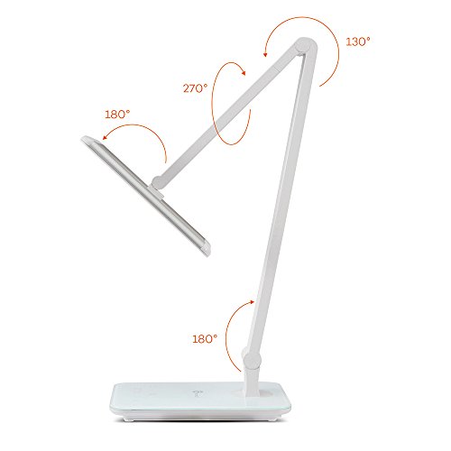 TaoTronics 10W LED Schreibtischlampe Tischleuchte mit Touchfeld, supergroßes LED-Feld und stufenlose Dimmung, USB-Anschluss für Aufladung des Smartphones, Weiß - 4