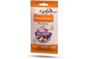 Nature's Variety Freezed Dried Meat Bites Bocados de Pavo Liofilizados para Perros, Caja de 20 x 20g - Total 400g