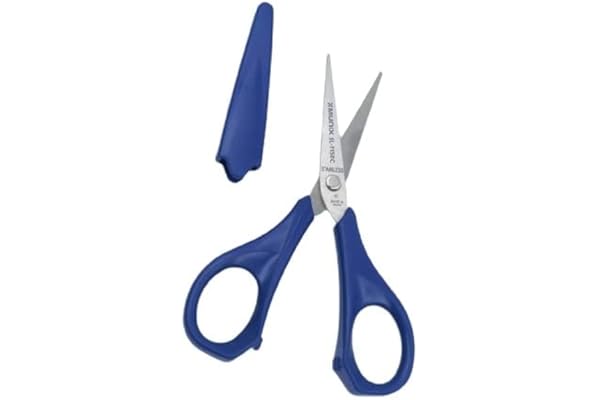 Munix SL-1150C 128 mm / 5" Stainless Steel Scissors Pointed Tip with Shock Proof Body Ergonomic & Soft Handles for Easy Handling Dark Blue, Pack of 2 - Color May Vary