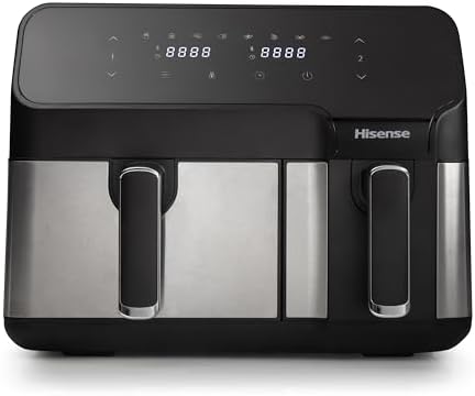 Hisense, HAF2900D, Friggitrice dual 8 programmi automatici, temperatura 80-200°C, 8.6L, potenza massima 1700W, display LED e comandi touch