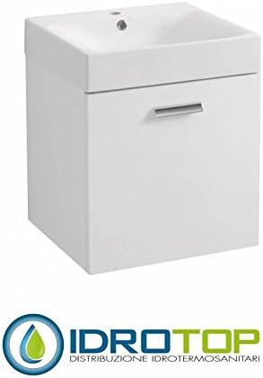 Ceramic Basin 50 x 45 in with Mobile A 1 DOOR DX, Sink, Drain, Overflow and Fixings for Siphon White colavene