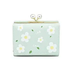 SwooK Short Mini Small Wallet Purse for Womens Girls Ladies Short Mini Small Clutch Wallet Cash Card Coin Holder Purse for Womens Womens Ladies Girls (Mint Green)