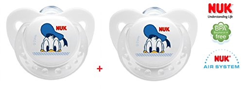NUK 2x DONALD DUCK HEAD FASHION ANATOMICAL SILICONE Pacifiers Soothers Dummies 18-36m+