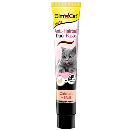 GimCat Duo Paste Anti-Hairball Malz und Hühnchen - Katzensnack fördert den Abgang verschluckter Haare - 1 Tube (1 x 200 g)