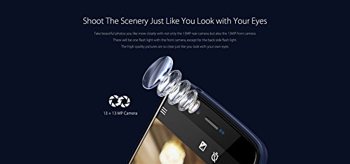 HOMTOM HT50 - smartphone ultra-sottile da 5,5 pollici Android 7.0 4G con batteria 5500mAh, quad core 1.3GHz 3GB RAM 32GB ROM, fotocamera dual 13MP + 13MP, impronte digitali, nero