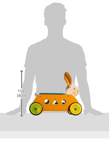 Motorikwagen Hase aus Holz, für rasante Fahrten und tolle Steckspiele, mit Gummireifen für leise Laufgeräusche - 4