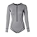 Produktbild EUCoo_ Wetsuit Damen Trends Surfwear Langarm Uv-Schutz Mode Geometrie Kurve Design ReißVerschluss Neue Bademode Siamese Beach Bademode(Grau, XL)