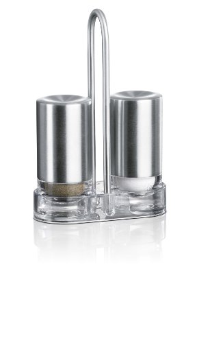 Emsa 507642 Salz-/Pfeffer Menage, Edelstahl, Silber, Accenta