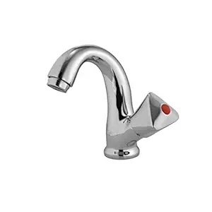 Essco Jaquar TQT-510A Brass Washbasin/Bathroom Swan Neck Tap with Right Hand Operating Knob with Aerator (Chrome)