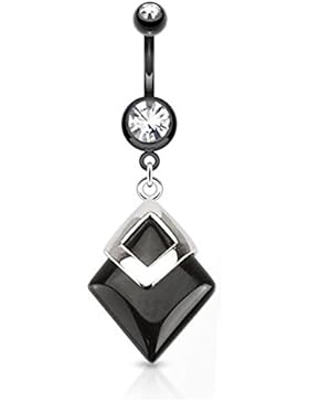 Paula & Fritz® Bauchnabelpiercing aus Edelstahl Chirurgenstahl 316L mit diamen...